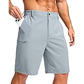 G Gradual Men's Casual Shorts 9" Lightweight 4 Pockets Stretch Quick-Dry Summer Shorts for Golf Work Hiking Trips (9", Light Grey, 4XL)