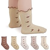 HOUSEYUAN Toddler Ruffle Baby Girls Socks Cute Princess Knit Cotton Lace Top Frilly Infant White Dress Socks