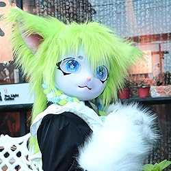 hbbhml Animal Cat Head Mask Fursuit Cute Plush