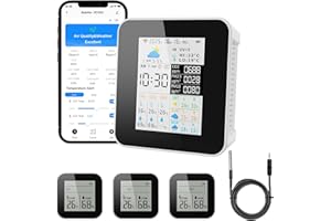 JIYINGDUO Air Quality Monitor Indoor 17-Parameter with APP Control Real-Time Display for CO2 PM2.5 PM10 Temperature Humidity 4 Sensors Alerts and Protection for Baby Rooms