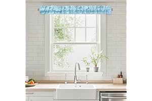 XWZO Sleeve Topper with Top Bottom Ruffle Sleeves Valances Home Décor Window Treatment Bedroom Nursery Kitchen Window Curtain Header, 58" x 5",1 Piece, Textured-Sky Blue