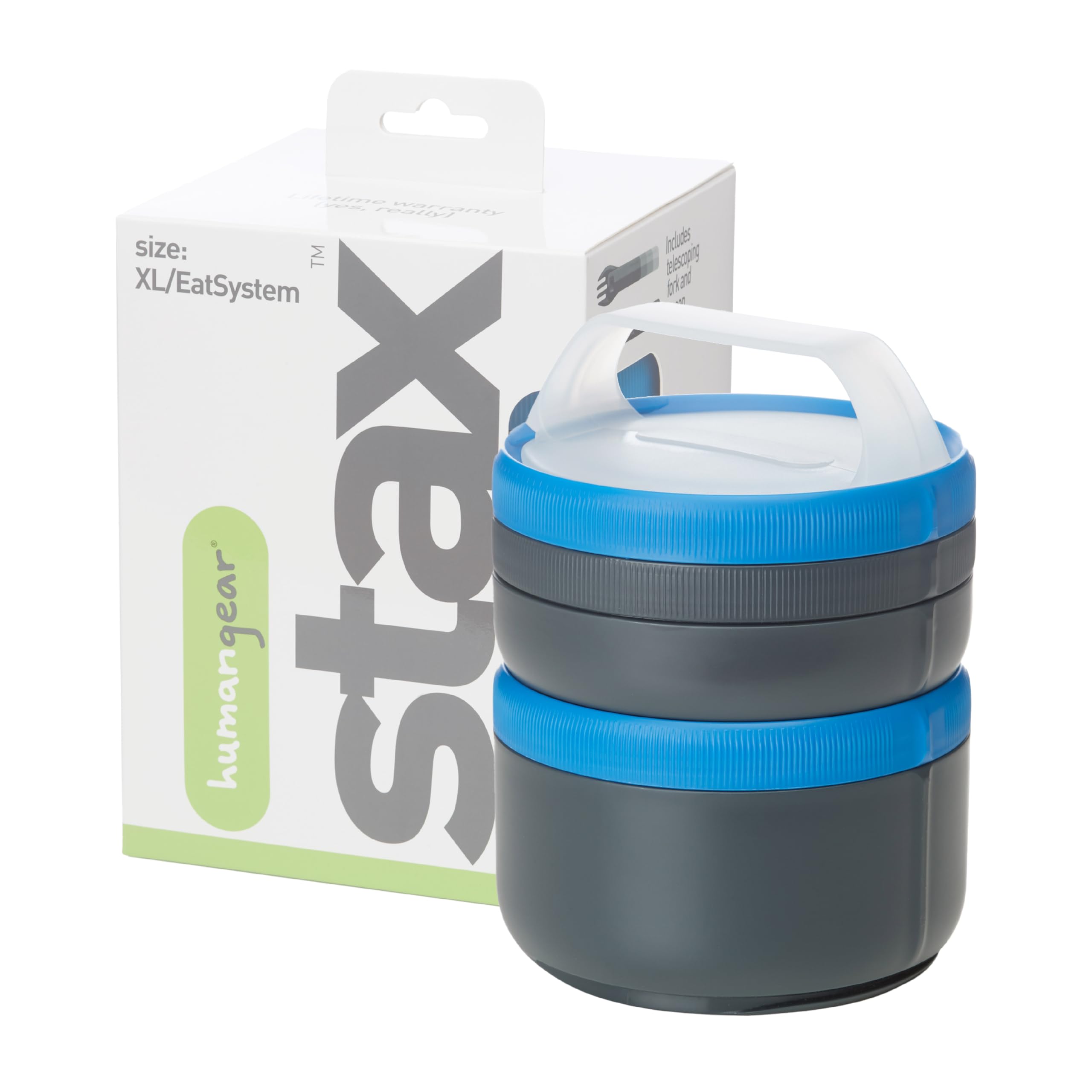 humangear Unisex's STAX Interlocking Container Set & Meal Kit, XL/EatSystem, Blue/Grey