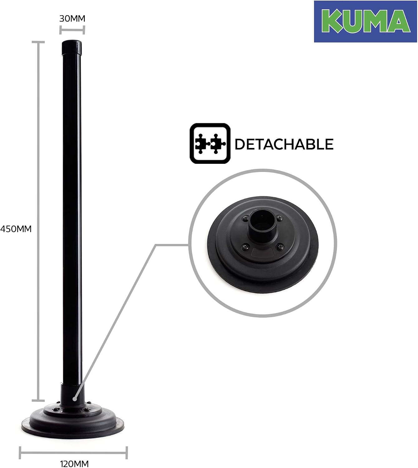 KUMA Magnetic Pole Mount for TV Aerial Wifi Antenna, 450mm Magnet Base Mounting use in House Caravan Motorhome Truck Boat - Image 4