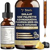 Shilajit Liquid Drops with Saw Palmetto,Ashwagandha,Pumpkin Seed Oil,Sea Moss,Multivitamin - Shilajit for Men - Support Prostate Health & Hair,Energy & lmmune Function - 2FL - Pineapple Flavor