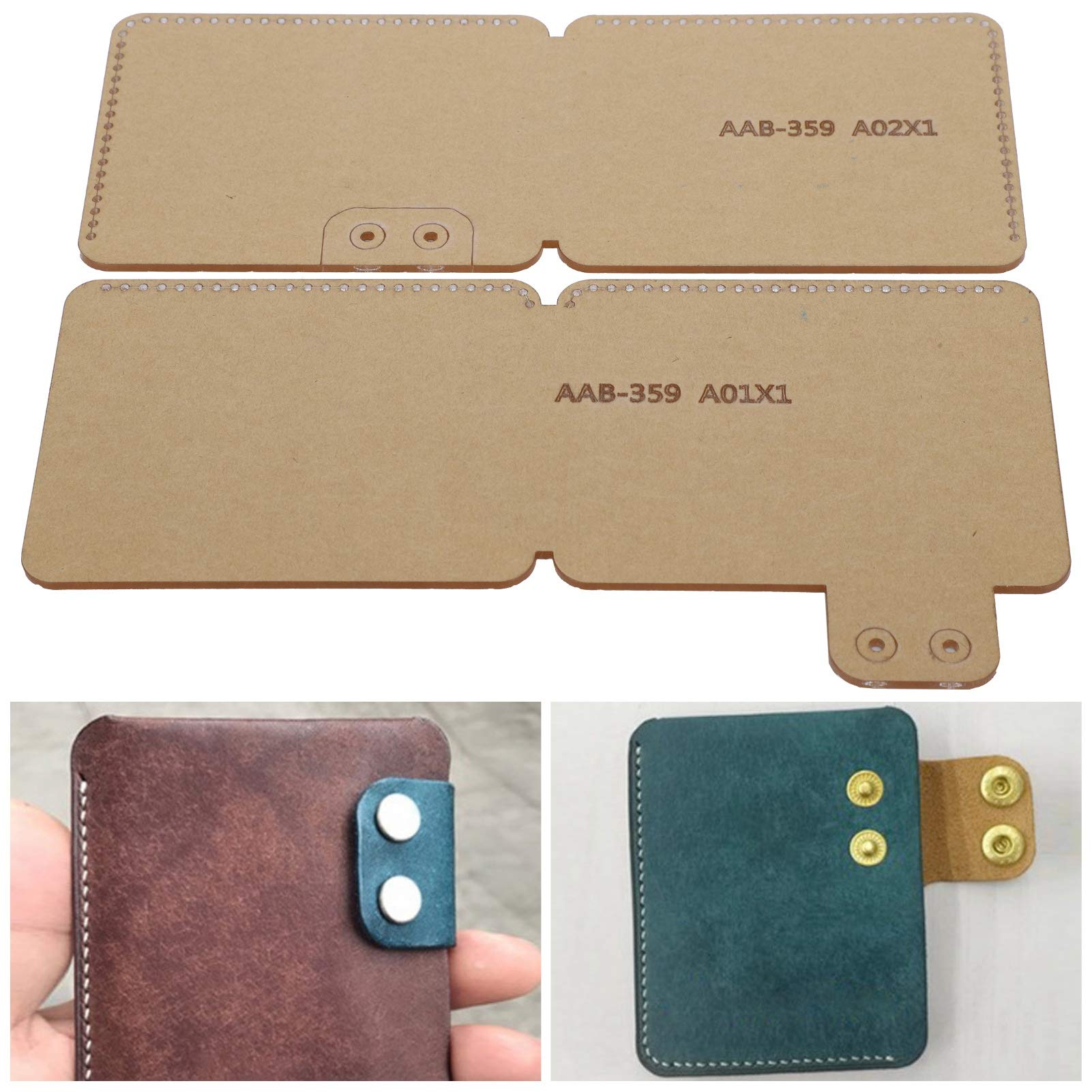 2Pcs Leather Wallet Making Kit - Acrylic Leather Card Bag Template ID Card Bag Template Tool for Hand Sewing Stitching, Stamping Set