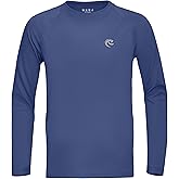Boys UPF 50+ Swim Shirt Long Sleeve, 1 or 2 Pack UV Sun Protection Rash Guard, Youth Kids SPF Water Shirts for Beach Surf