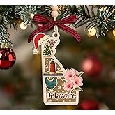 AlvaradoDesign Delaware State Christmas Wooden Ornament - State USA Ornament - Moving to Delaware Gift - Travel Gift - 2 Layer Laser Cut Wooden Ornament