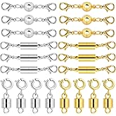 ROADPLUM 20 Pcs 14K Magnetic Necklace Clasp and Closures, Gold and Silver Magnetic Necklace Extender, Strong Magnets Jewelry Clasp for Jewelry Connector Making, Easy to Use for Necklaces Bracelets