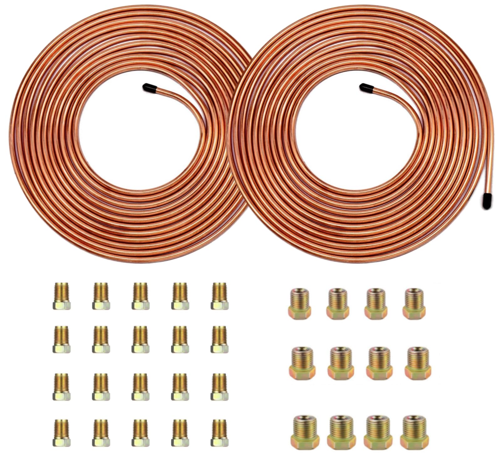 Photo 1 of 2 Sets 3/16 Brake Line 25 ft Copper Nickel Tubing, Stainless Steel Brake Line Clamps Repair Kit With 32 Fitting