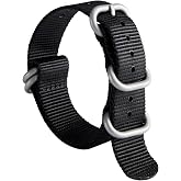 BINLUN Premium Ballistic Nylon Watch Strap, Heavy Duty 5-Ring Replacement Watch Band with Stainless Steel Buckle, Comfortable Sport Band for Men Women, Fits 18-24mm