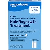 Amazon Basics Minoxidil Topical Aerosol, 5% Foam Hair Regrowth Treatment for Men, Unscented, 3-month Supply, 2.11 oz. (Pack of 3) (Previously Amazon Basic Care)