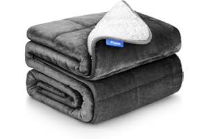 PIWOSA Weighted Blanket for Adults 15 Pounds 60x80 inches, Sherpa Fleece Throw Blanket Queen Size with Soft Plush Flannel Top, Fuzzy Fluffy Cozy Warm and Thick Heavy Blanket for Winter
