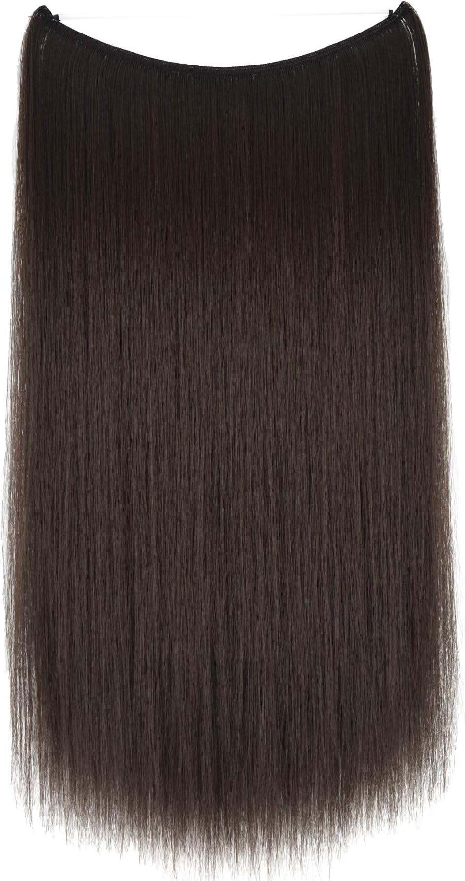 TOPREETY 24"100gr Halo Hair Extensions Elastic Invisible Wire Attached Medium brown #6B