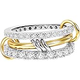 Verfimaci Dainty Gold Stackable Rings for Women,Chunky Stackable Cubic Zirconia Rings Set Non Tarnish,18K White Gold Plated Multi-Link Rings Women Jewelry