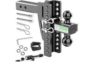 GAFONAXDRI Adjustable Trailer Hitch Fits 2 Inch Receiver, Tow Dual Ball 2'' & 2-5/16'' with 22,000 LBS Max GTW, 8'' Drop/Rise, Premium Solid Manganese Steel, Bulletproof Locking Pin, Anti Rust, Anti Rattle (8")