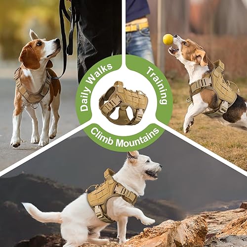 WINGOIN Tactical Dog Harness for Small Dogs No Pull Adjustable Pet Harness  with Handle Reflective K9 Military
