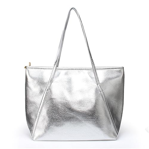 Designer Silver Tote Handbag