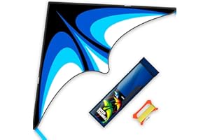 SGftre Blue Delta Kite Easy to Fly,Beach Trip Outdoor Games Single Line String with Tail,Easy Flying Colorful Life 3D Delta Huge Kite for Kid and Adult