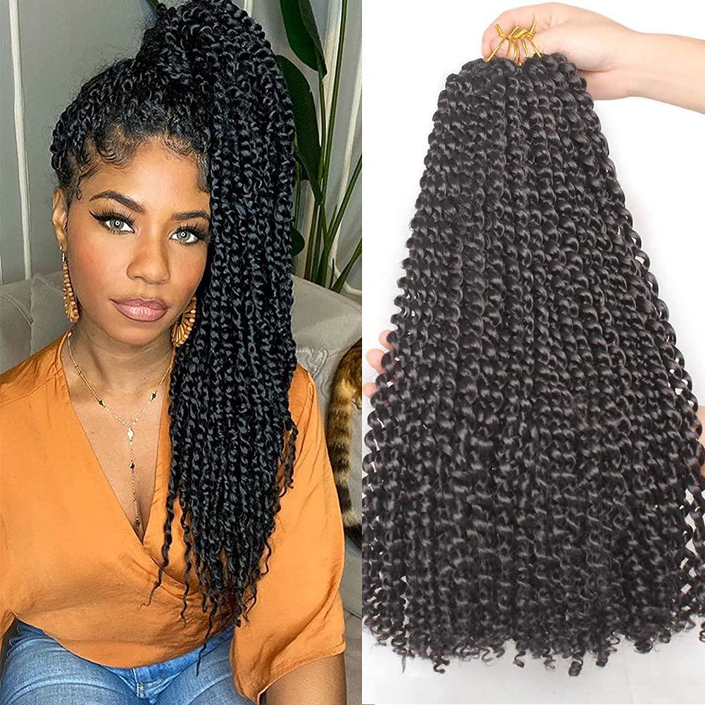 Xtrend 18 Inch 6 Packs Passion Twist Hair Bohemian Water Wave Crochet Braids Hair for Butterfly Locs 22 Strands/Pack Passion Twist Synthetic Braiding Hair Extensions for Black Women 2#