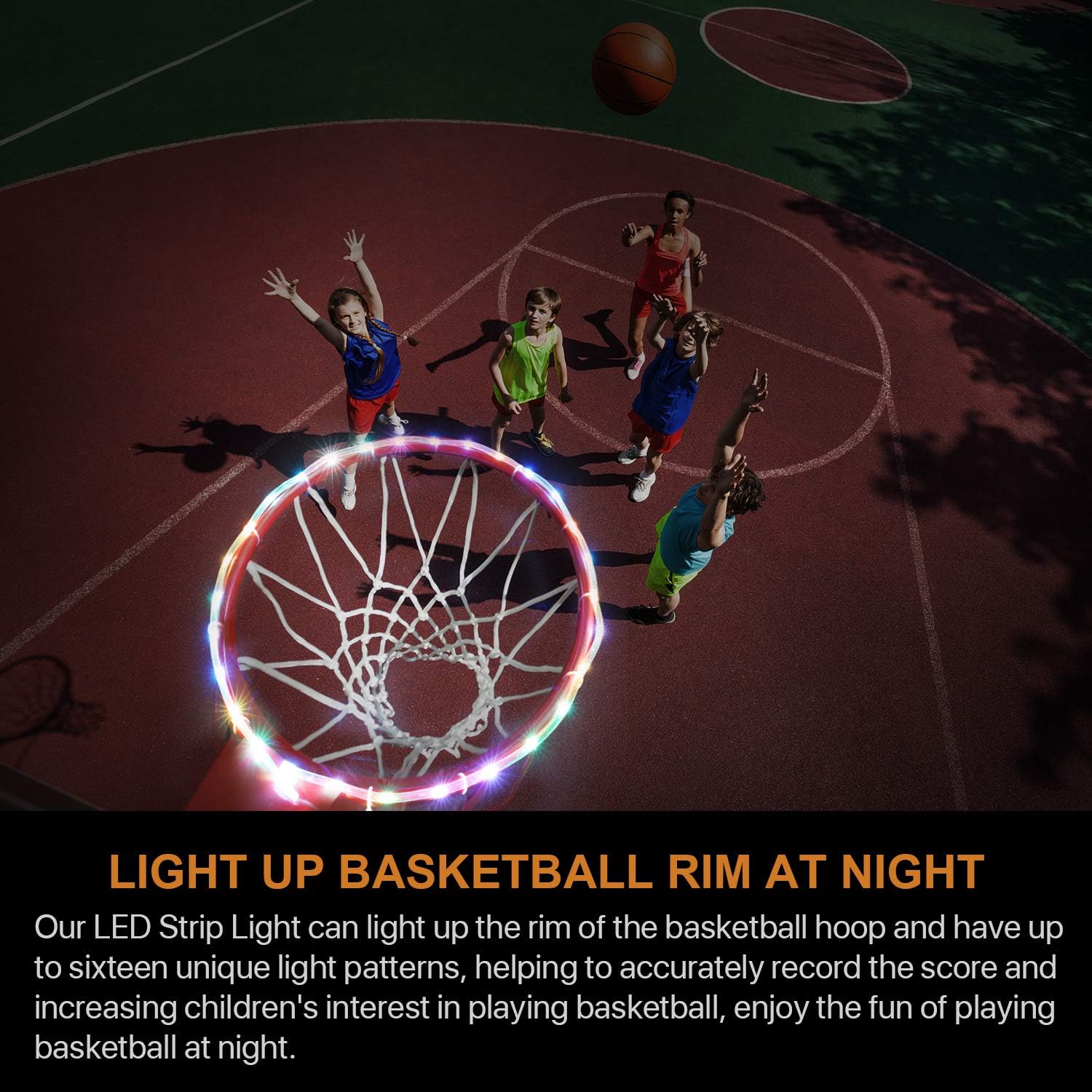 Waybelive LED Basketball Hoop Lights，Remote Control Basketball Rim LED Light, Change Color by Yourself, Waterproof，Super Bright to Play at Night Outdoors, Good Gift for Kids : Clothing