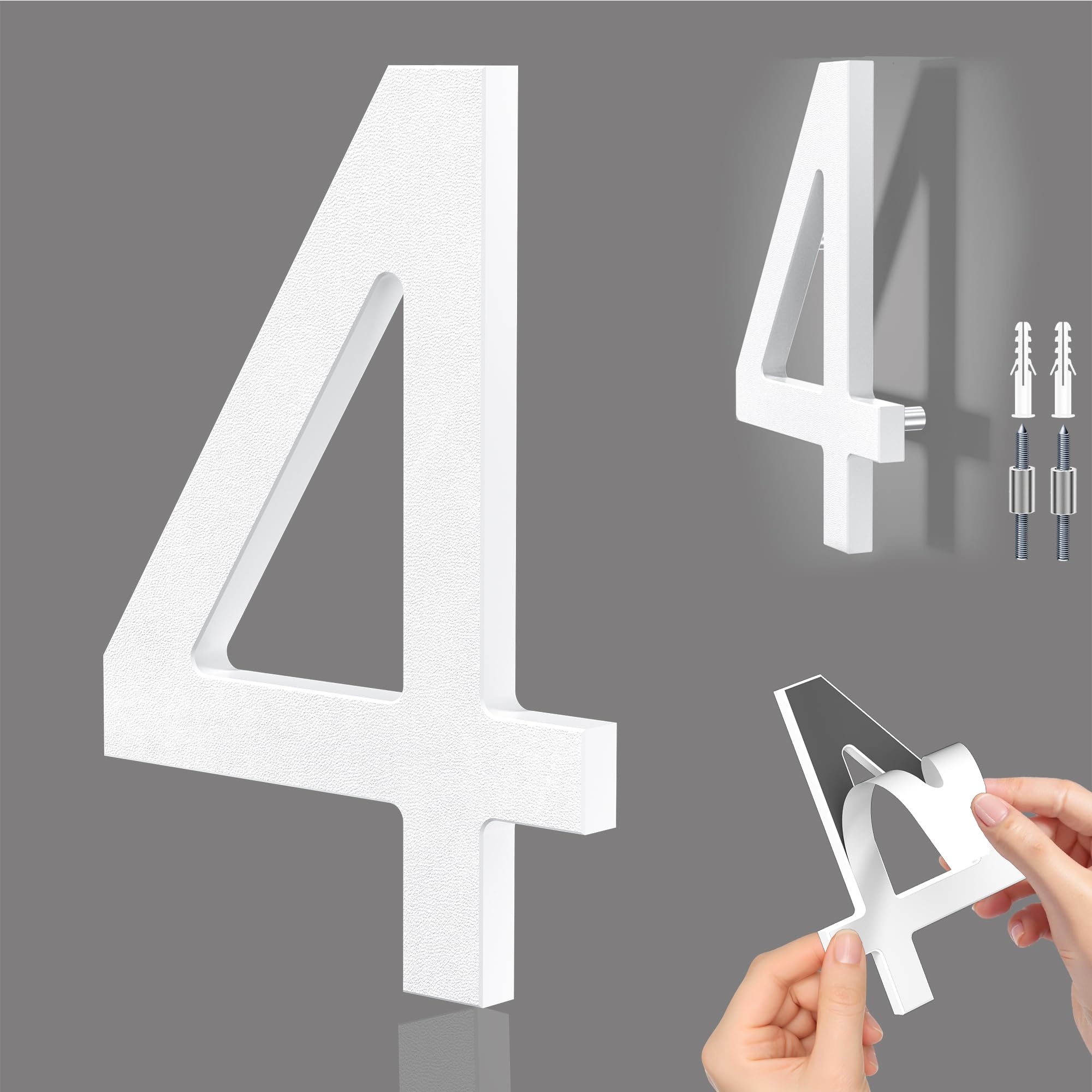 6 Inch Self-adhesive House Numbers, Modern Floating