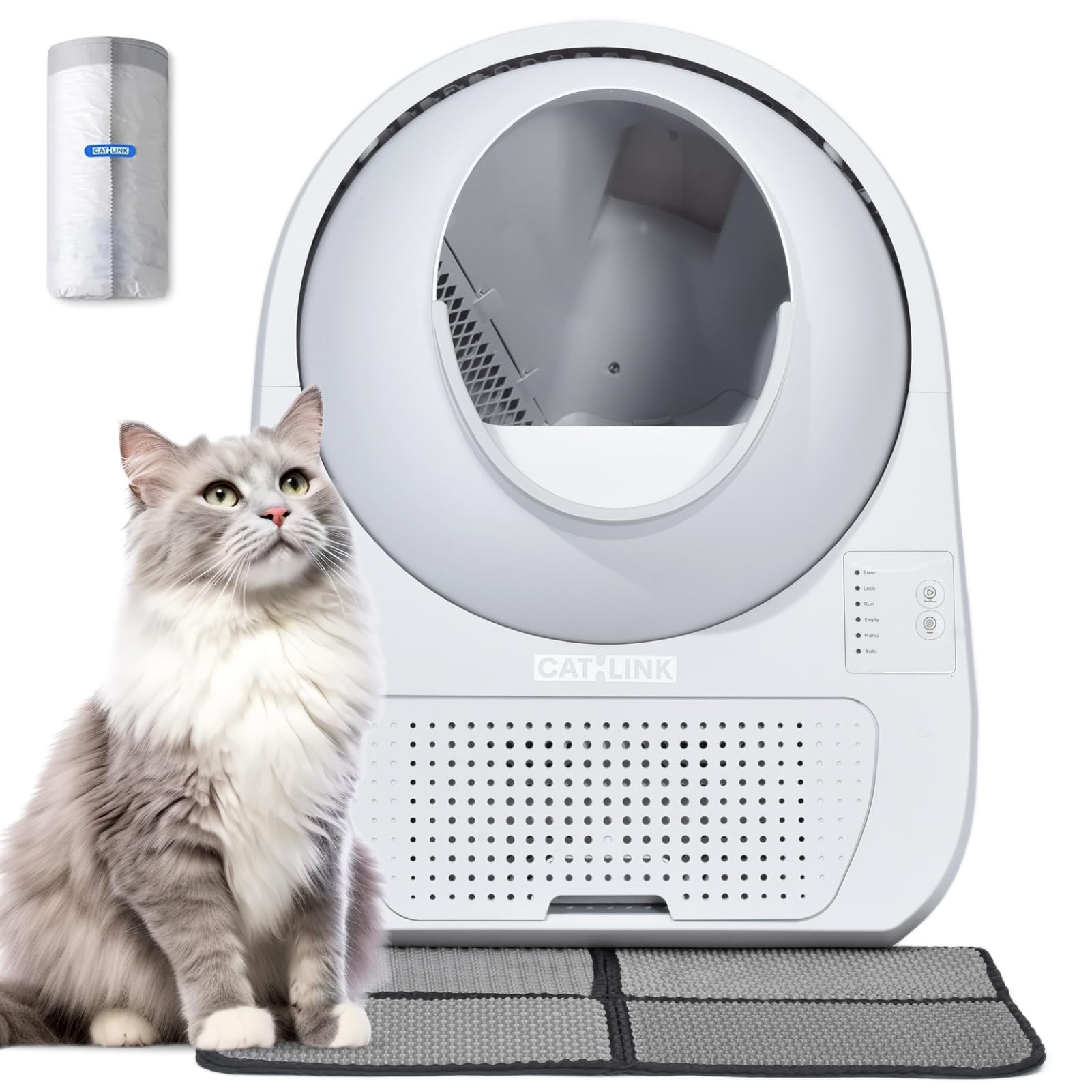 Photo 1 of CATLINK 2025 Upgrade Automatic Cat Litter Box Self Cleaning for Multiple Cats with Mat, Double Odor Removal, Cat Litter Box for Cats from 3.5?22 lbs