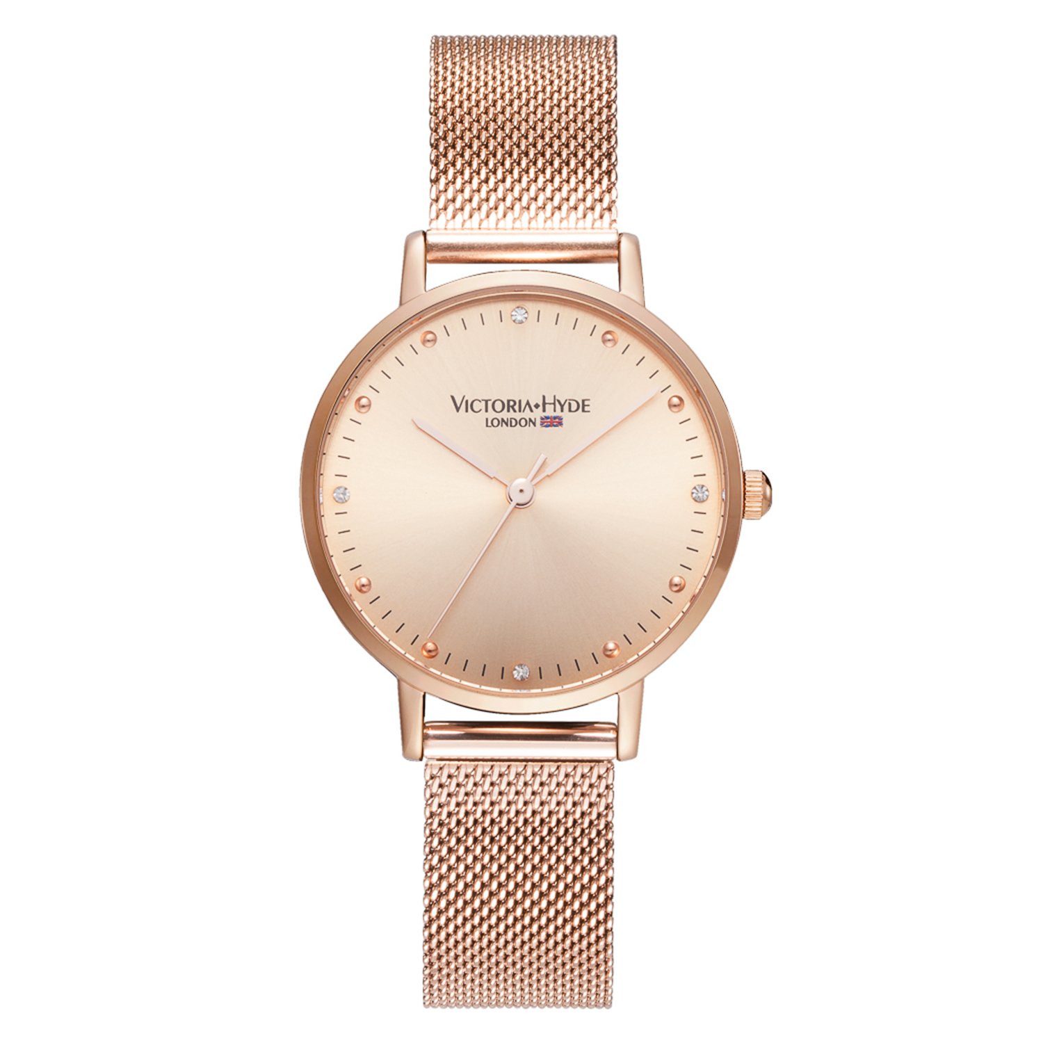 VICTORIA HYDE Fashion Rose Gold Women Watches Analog Quartz Replaceable Stainless Steel Mesh Band