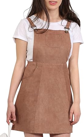 suede dungaree dress