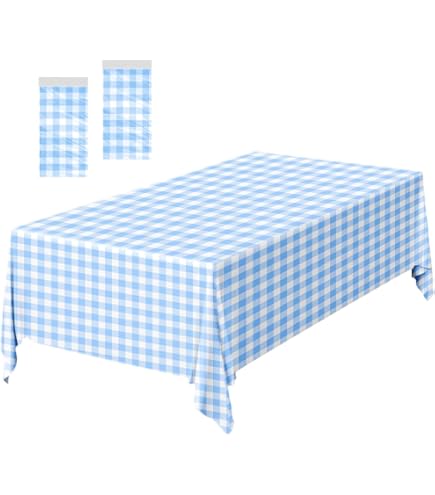 Nappes Jetables à Carreaux - Lot De 3 - 137x274 Cm - Bleu - Pour Barbecue, Anniversaire, Fête, Pique-nique