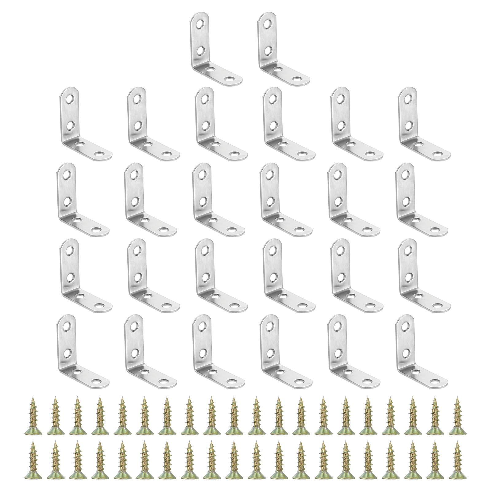 PATIKIL Stainless Steel Corner Braces 1.57 x 1.57 Inch,24 Pieces L Bracket Joint Right Angle Support Bracket L Shaped Corner Fasteners with Screws for Shelves, Silver โ image 1
