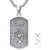 Flpruy Zodiac Necklace 925 Sterling Silver Constellation Necklace Zodiac Sign Necklaces Horoscope Jewelry Christmas Birthday Astrology Gifts for Men Women Unisex