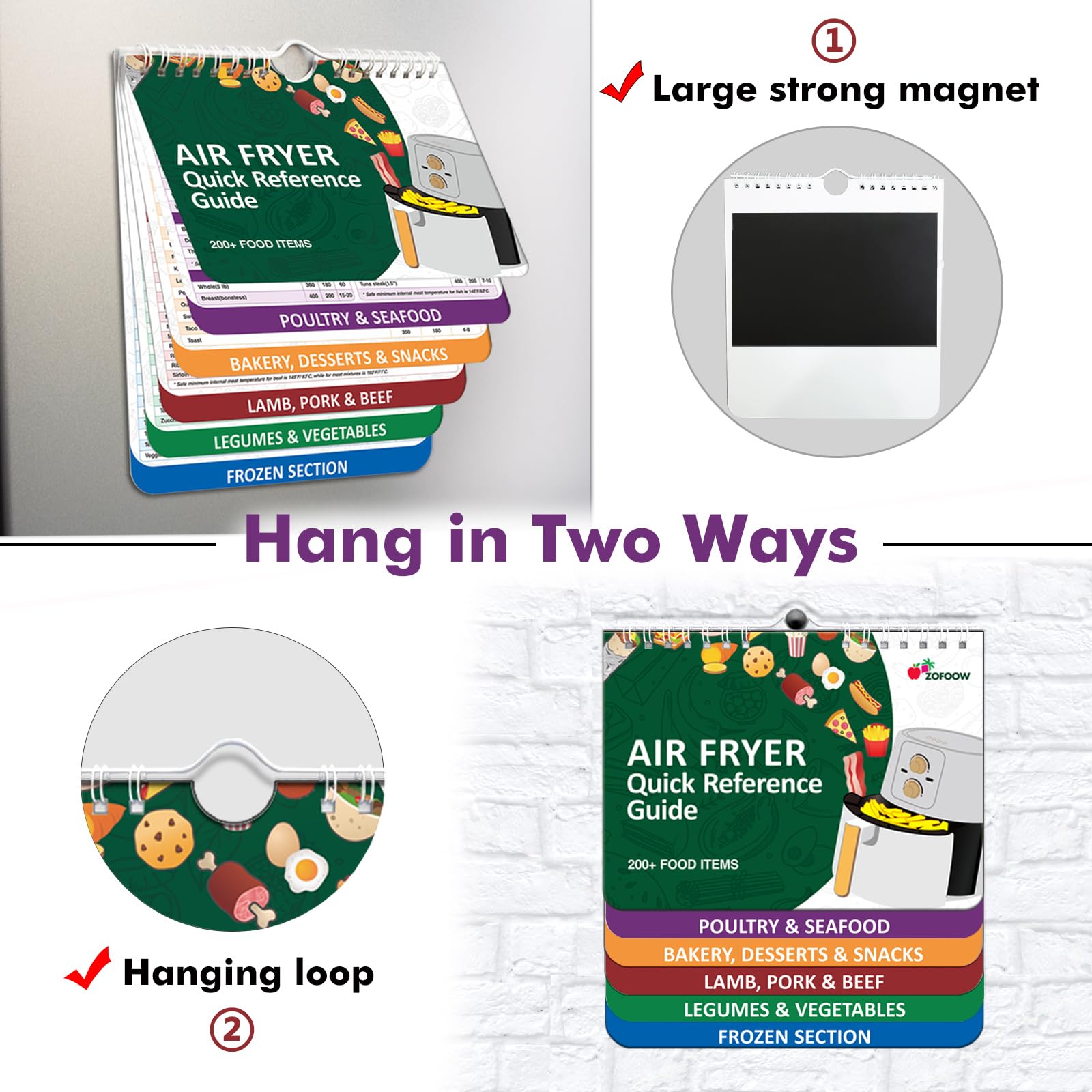 我 已于 16:01 发送 𝑶𝒗𝒆𝒓 200 𝑭𝒐𝒐𝒅𝒔 Air Fryer Cheat Sheet Magnets Cooking Guide Booklet, Air Fryer Cooking Guide Magnetic Cookbook, Magnetic Cheat Sheet Set