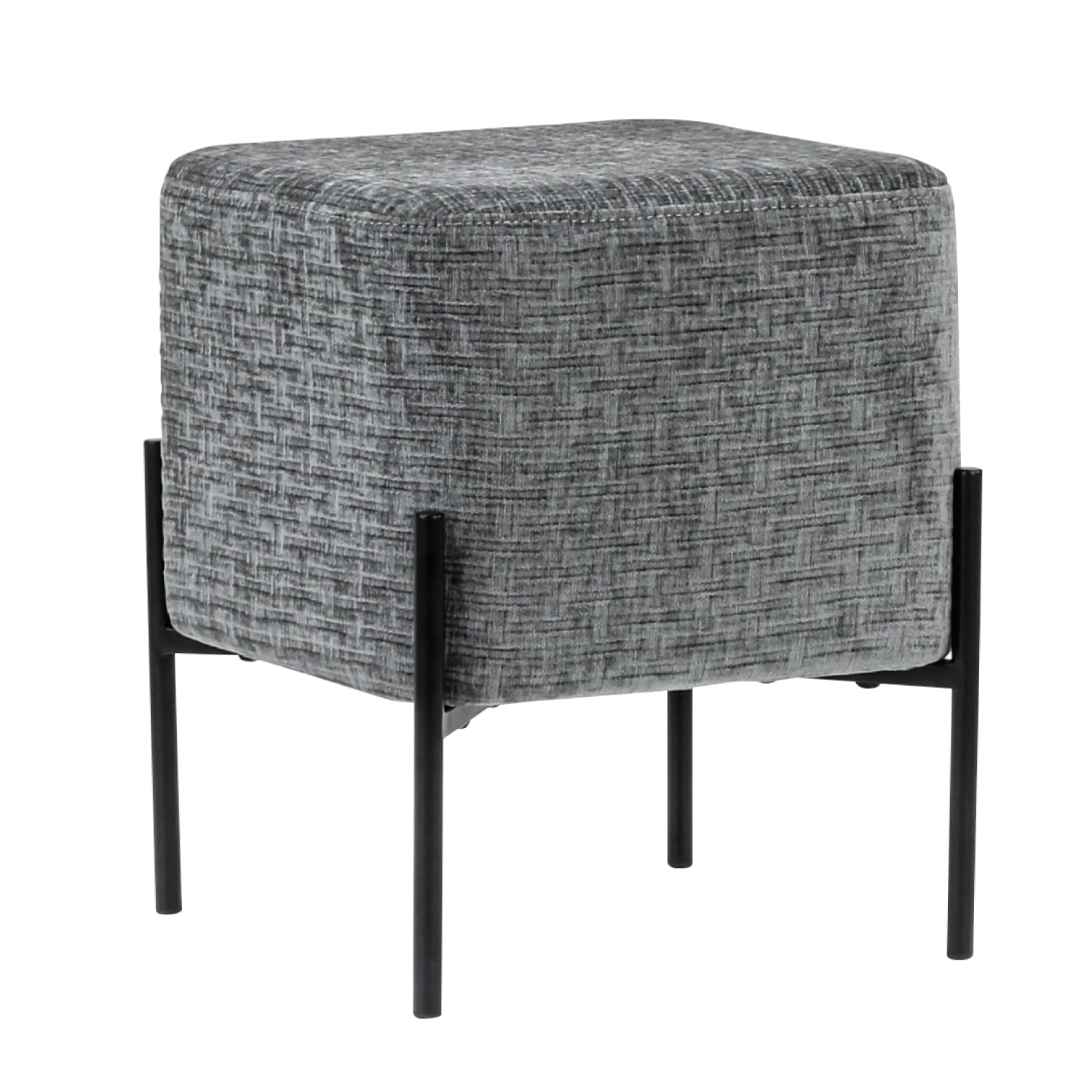 Photo 1 of Get Set Style Pouf Ottoman Stool, Modern Vanity Stool Chair Upholstered Foot Rest Sofa Side Foot Stool Ottoman Seat for Living Room, Bedroom, Entry, Hallway, Office (Dark Grey)