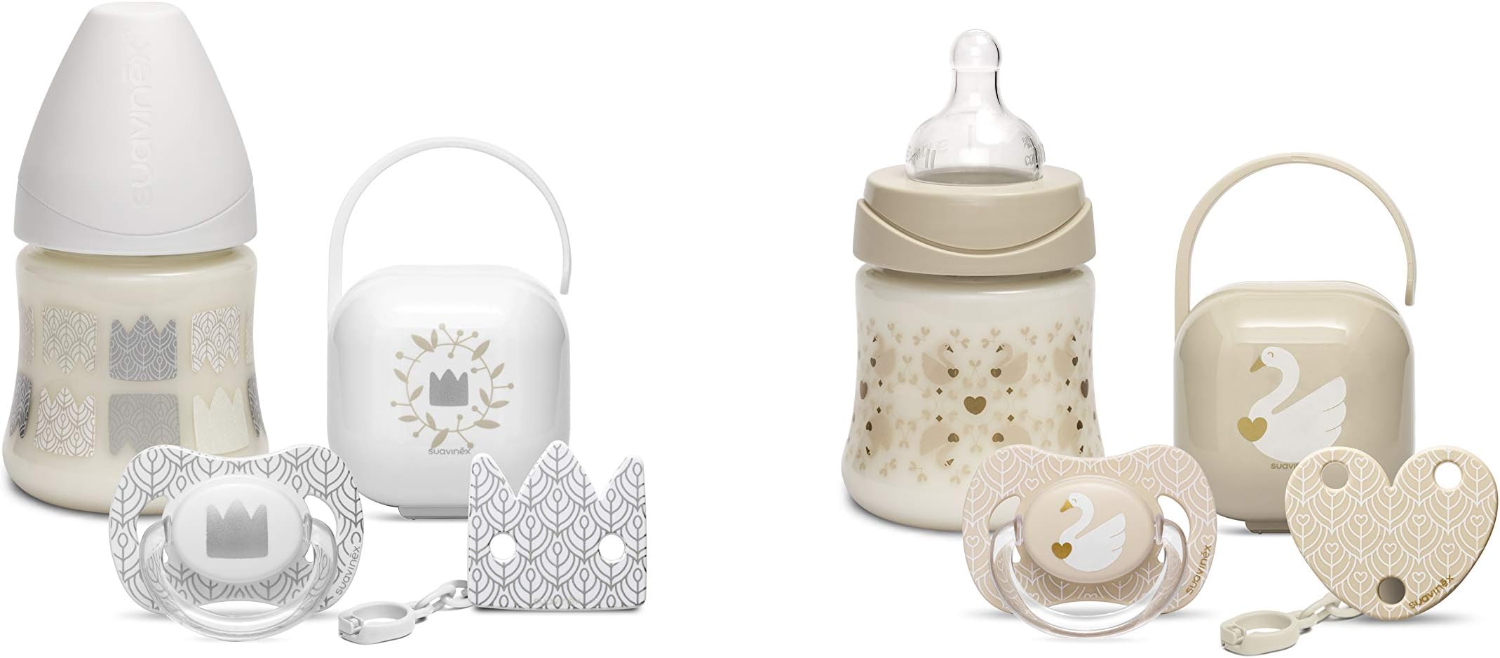 Suavinex SET BIBERON 150ML + SUCETTE+CLIP+PORTE SUCETTE WHITE Design 2019