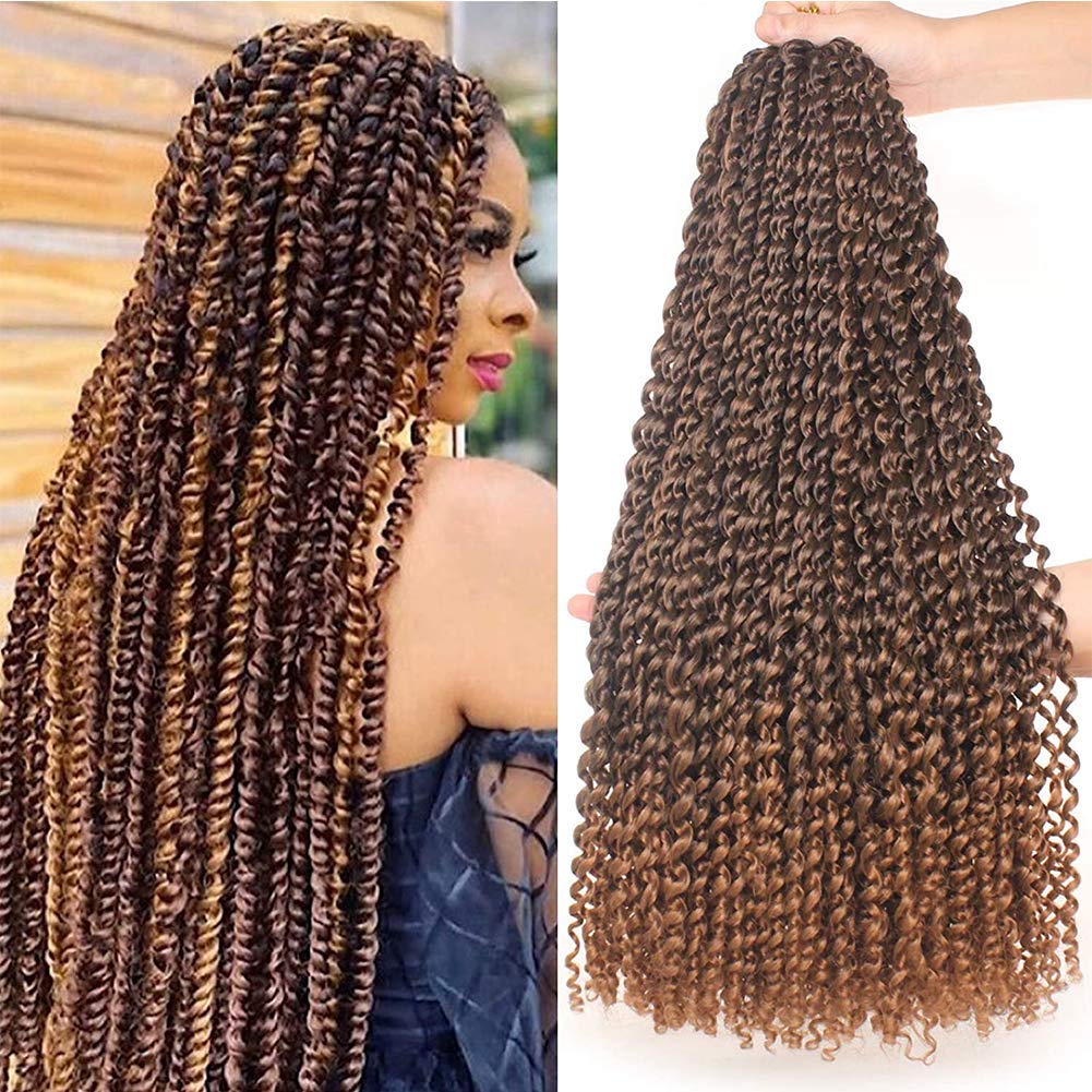 Xtrend 24 Inch Passion Twist Hair Ombre 7 Packs Water Wave Crochet Hair for Long Bohemian Braiding Extensions 18 Strands/Pack T30#
