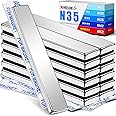 MIKEDE 12 Pack Neodymium Magnets Bar, N35 Strong Magnets Heavy Duty Powerful Magnet Strips with Adhesive Backing, Rare Earth Magnets for Fridge, Garage, Kitchen - 2.36 x 0.39 x 0.12in