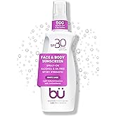 BU SPF 30 Sunscreen Spray for Face and Body, Non Aerosol Spray, Ultrafine WOWmist, TSA Travel Size Sunscreen, Clear, Non Greasy, Water Resistant, White Sage 3.3 oz