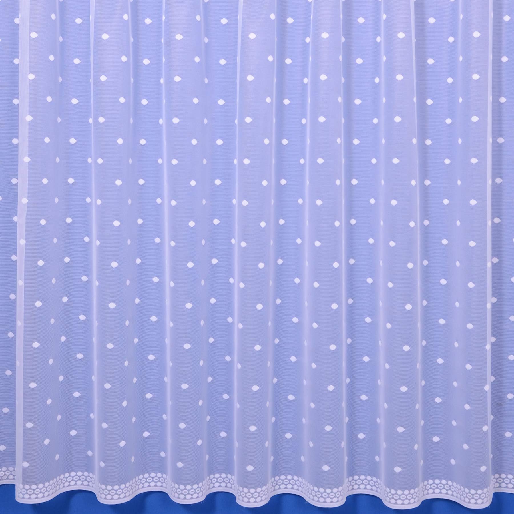 The Textile House Dot Contemporary Net Curtain - Finished In White - 8 Metres Wide x 81" (206cm) Drop