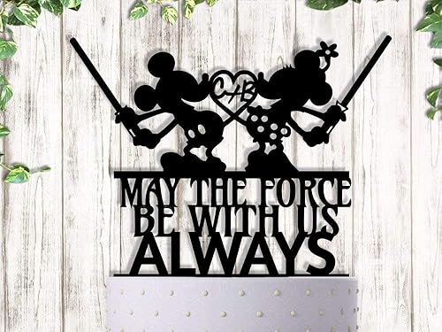 Amazon Com Mouse Anniversary Jedi May The Force Be With Us Wedding Cake Topper Handmade