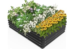 Tigerden Raised Garden Bed Kit, Outdoor Planter Box for Growing Vegetables Herbs Flowers and Fruits - 4.0x3.0x1.0ft Deep Large Stock Tank for Outside, Black