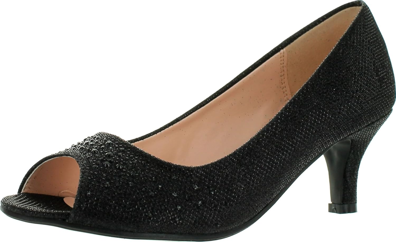 Bonnibel Rhinestone Wonda2 Womens Peep Toe Low Heel Glitter Slip On