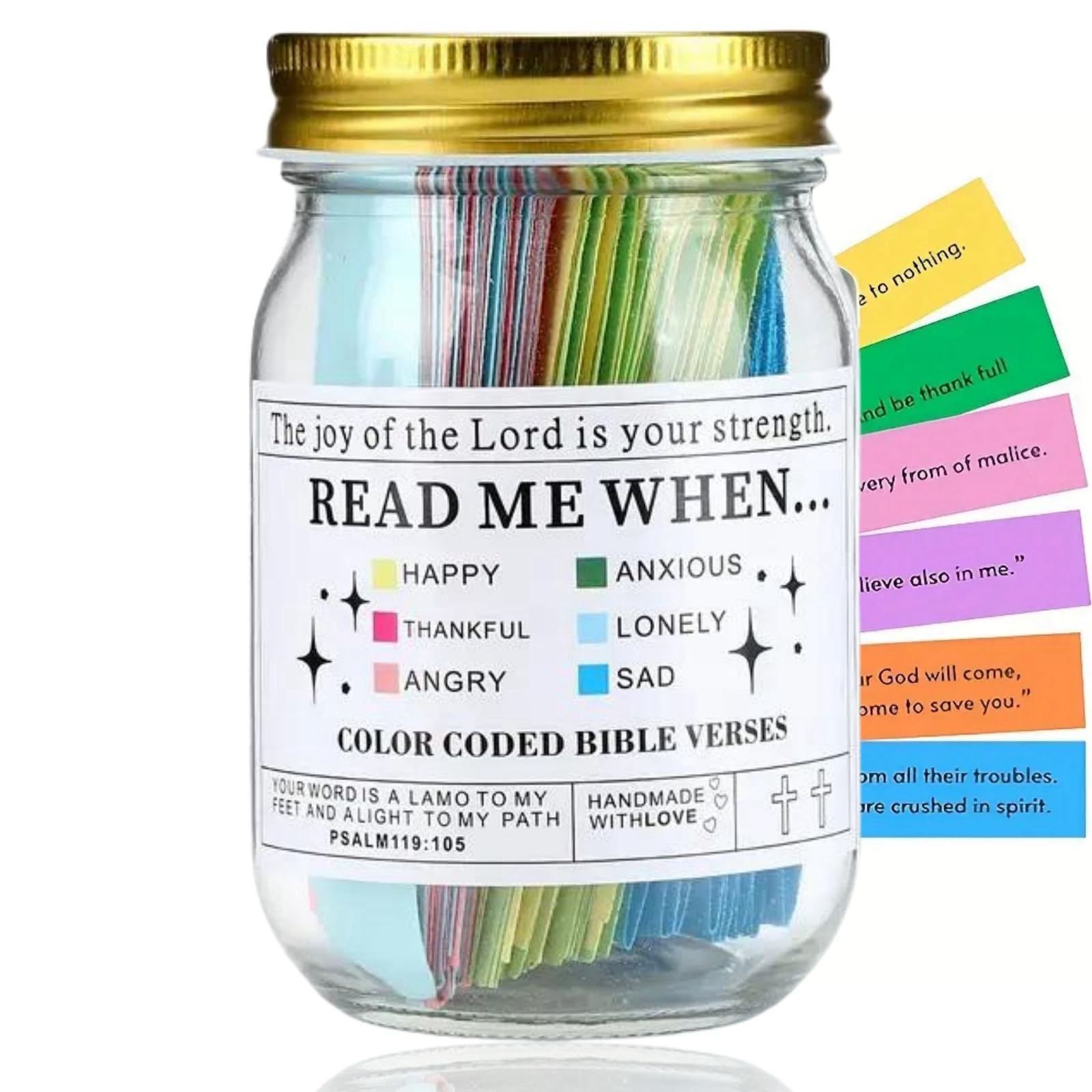 Bi-ble Verses in A Jar,The Hope Jar Bi-ble Verses,Mini Bi-ble Verse Cards, Color Coded Bi-ble Verses Jars,Bi-ble Verses for Emotions & Feelings Jar,Bi-ble Study Supplies Gifts,Bi-ble Verses Jar
