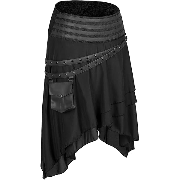 épine lace asymmetry frill skirt Women Denim Mesh Patchwork Lace Skirt High Waist A Line