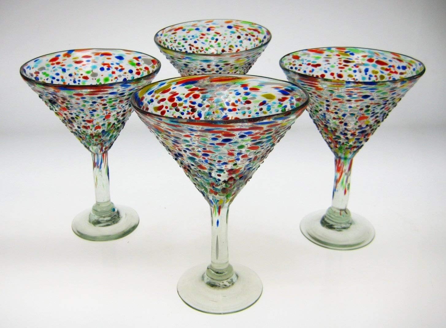 Mexican Glass Martini Pebble or Bumpy Confetti (4)