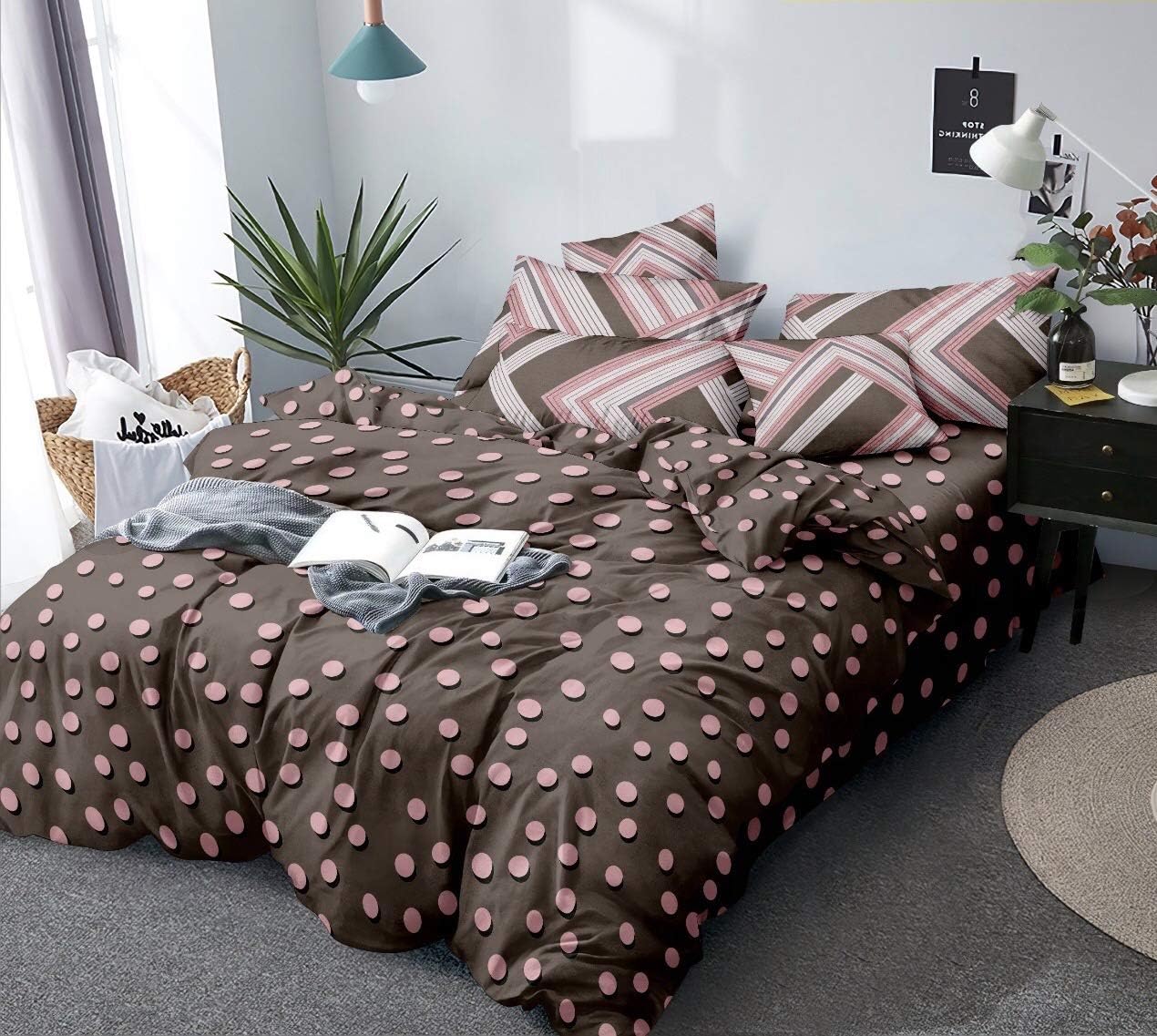 Magnetic Shadow Glace Cotton 160 TC Quilt Cover (Double, Brown)