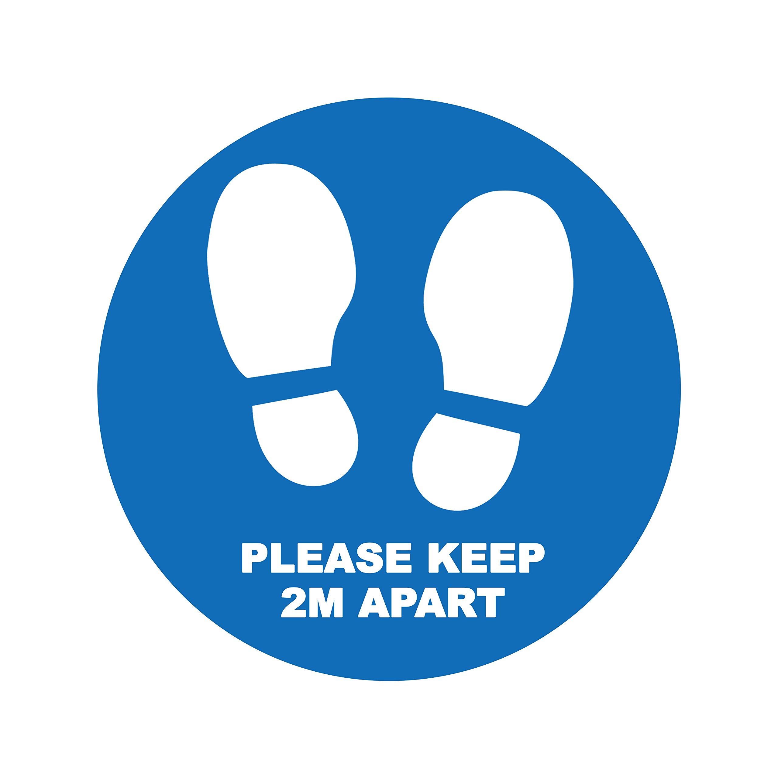 1 x please keep 2 m apart - social distancing landscape floor safety sign self adhesive vinyl weather proof label sticker - 15cm x 15cm - (SC-16)
