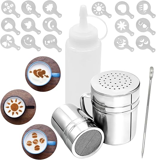 Mauts 2 Pack Chocolate Shaker Dusters Mesh Powder Shaker Shaker and