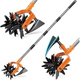 GINMIC Hand Tiller Garden Cultivator, Garden Tiller with Upgrated Triangle Hoe and Adjustable Long Handle, 2-in-1 Weeder &amp; Soil Aerator for Lawn Care, Cultivate, Plant, Reseed, Gardening Hand Tools