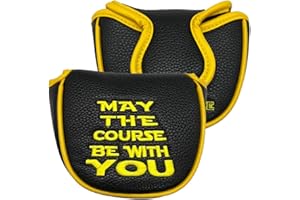Giggle Golf Mallet Putter Cover, PU Leather with Embroidered Designs and Magnetic Closure