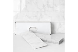 BeNice Peel and Stick Backsplash for Kitchen Tile,Peel and Stick Tiles for Walls Tile Stickers Waterproof Marble Tile Backsplash 3.85"x11.73"(16Tiles) Carrara White